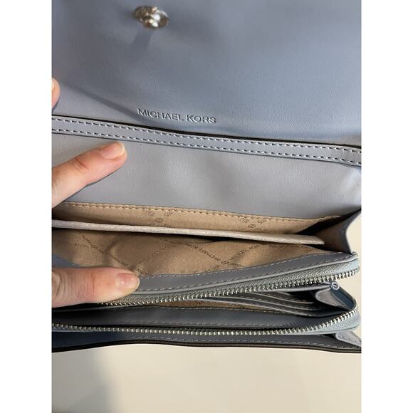 Michael Kors Jet Set Crossbody Wallet Bag – Sky Blue – NWT – Leather - Picture 8 of 11